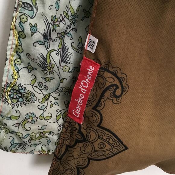 Giardino D'Oriente Lg Rectangle Patch Multicolor 100% Silk Scarf Made in Italy - Picture 6 of 15